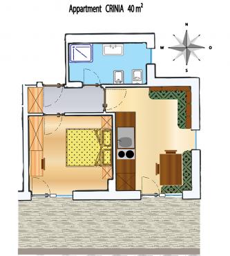Piantina dell’appartamento Crinia