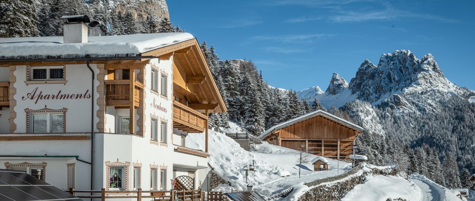 Inverno al maso Neuhaus a Selva di Val Gardena