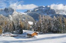 Our “Schutz” hut surrounded by glorious winter landscapes